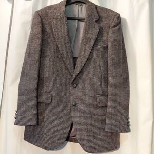 Vintage Wool Harris Tweed Blazer 42 Houndstooth  Wooden  Button USA‎ Stafford